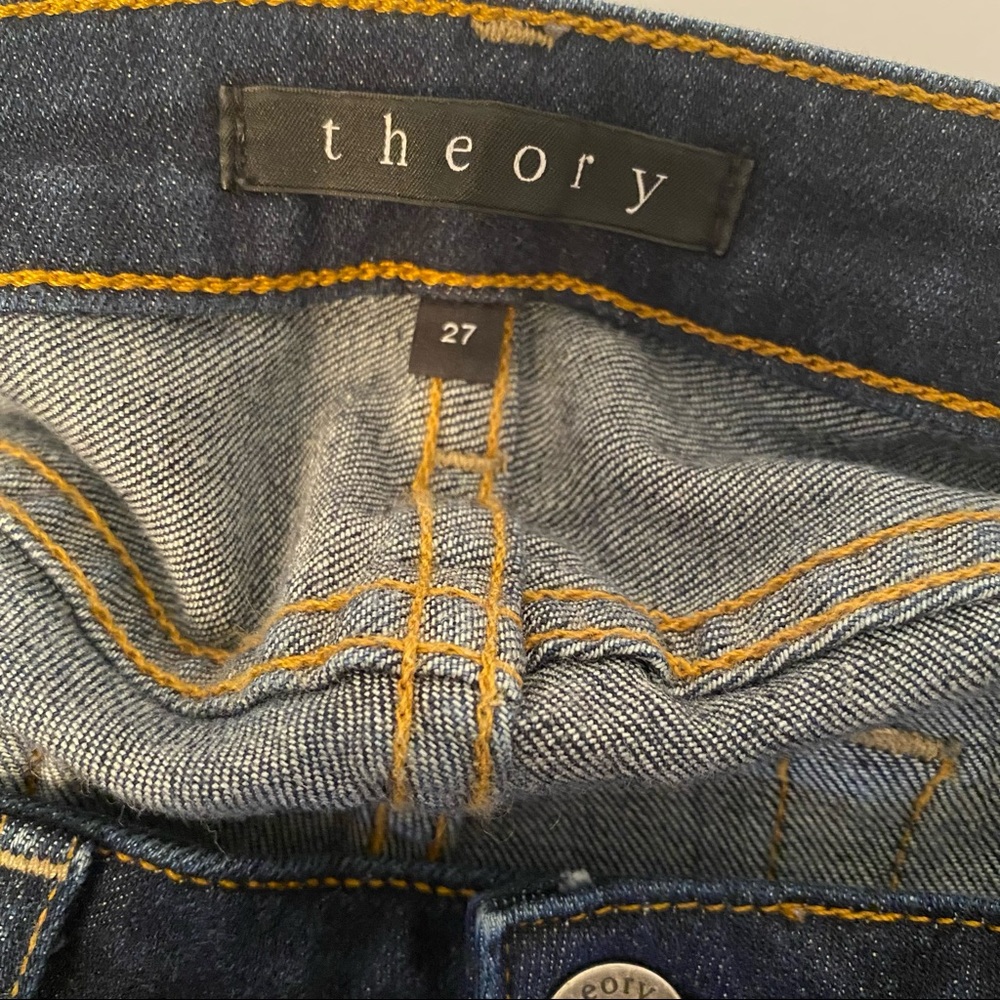 THEORY JEANS SKINNY LEG NAVY BLUE DENIM 5 POCKET ZIP FLY SIZE 27 - Picture 9 of 10